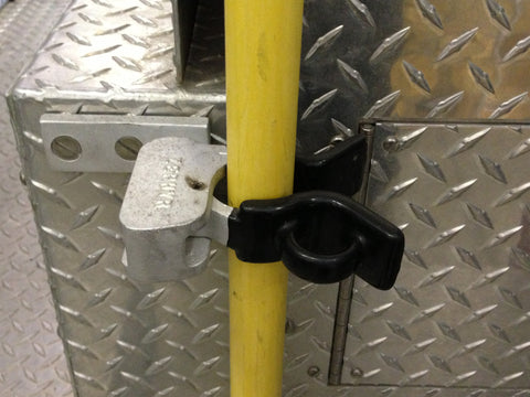 #81 Utility bracket by Zephyr Industries securely holding Pike pole on fire truck